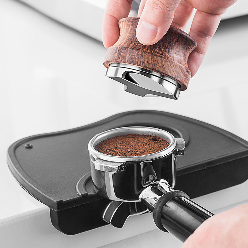 Espresso Coffee Distributor — Walnut Handle, Adjustable Depth, 51/53/58mm