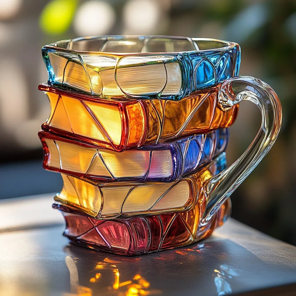 Colorful Books Coffee Cup Unique Stacked Books Coffee Cup - Shop Coffee Hobby