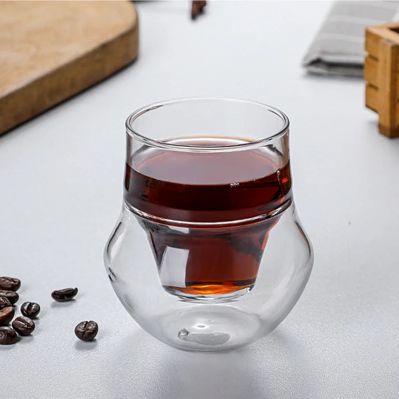 Double-Wall Insulated Glass Espresso Mug – 120ml | Heat-Resistant, Anti-Scald