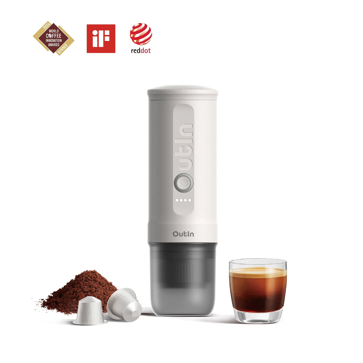 OutIn Nano Portable Electric Espresso Maker – Pearl White