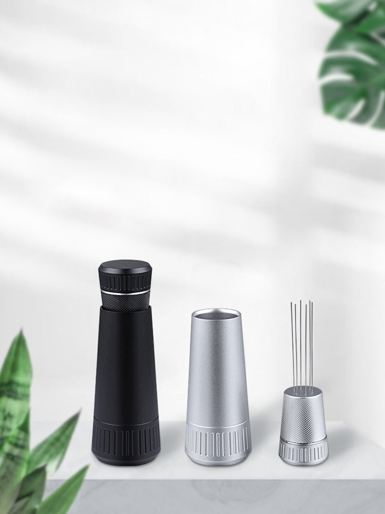 Black version of the Espresso WDT Needle Distributor with Base.