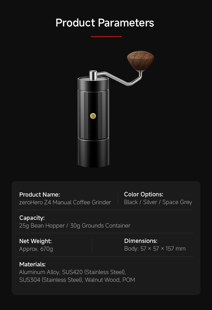 Z4 Manual Coffee Grinder – 48mm Stainless Steel Burr