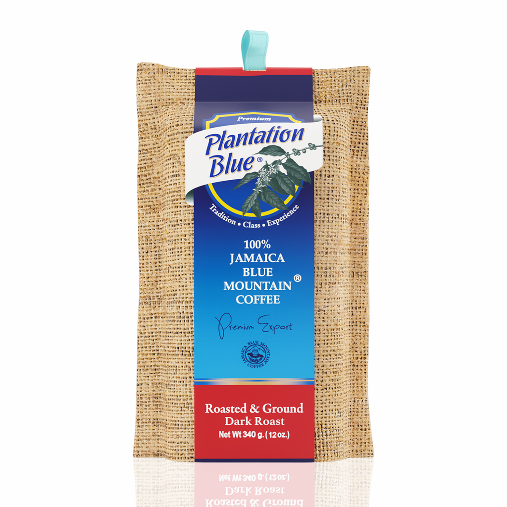 Plantation Blue 100% Jamaica Blue Mountain Coffee - Dark Roasted & Ground (12oz) - Shop Coffee Hobby