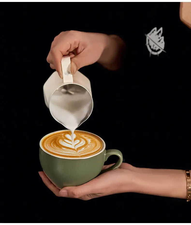 Sawada‑Style Wide‑Mouth Latte Art Cup – 300ml Ceramic (Khaki, Wheatland Gray, Juniper Green, Ore White, Hepburn Black)