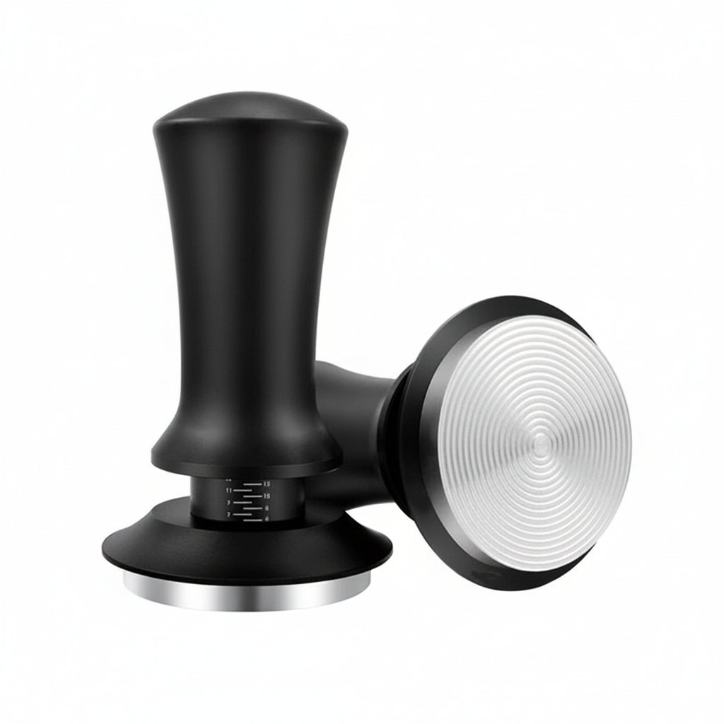 Adjustable Espresso Tamper with Depth Scale | 51mm, 53mm & 58mm | Black & Silver