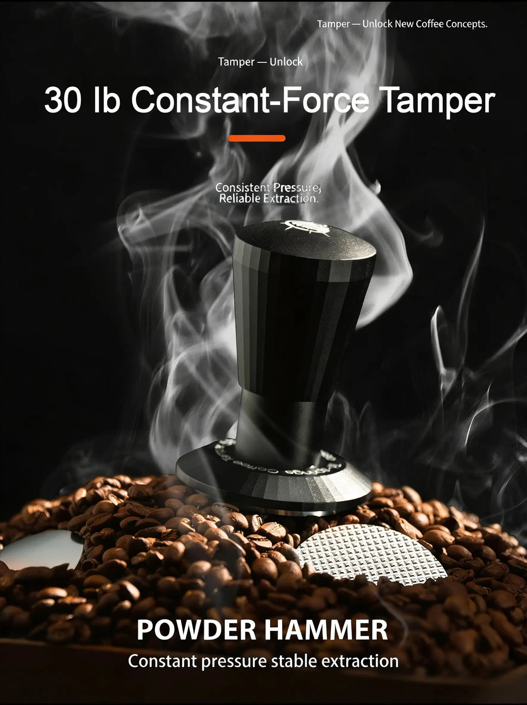 Black Myth Impact Tamper - 30LB Constant Force Spring Espresso Tamper Under $49