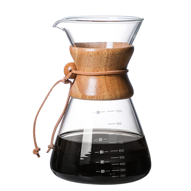 Borosilicate Glass Pour Over Coffee Server with Bamboo Handle (400ml – 1000ml)