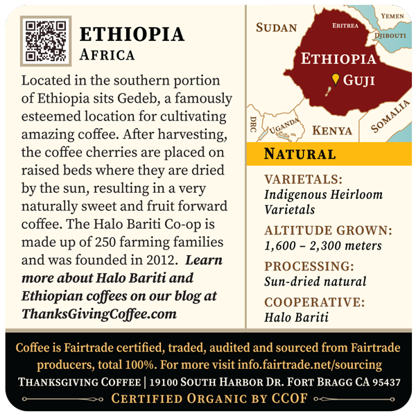 Light Roast Ethiopia Natural Single-Origin Coffee