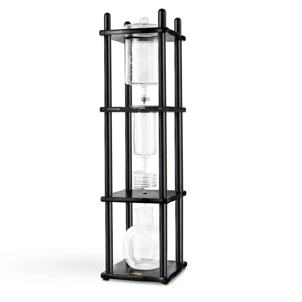 100 oz Black Straight Wood Frame Yama Glass Cold Brew Tower