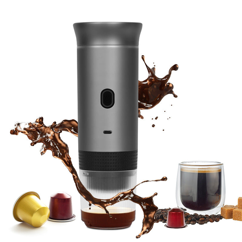 3-in-1 Portable Espresso Maker for Ground Coffee & Capsules, USB-C version in Gray