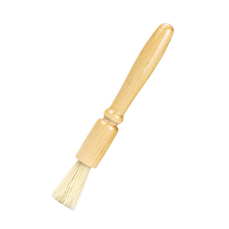 Coffee powder cleaning brush pig hair solid wood residue round head brush coffee machine bean grinder cleaning brush - Shop Coffee Hobby