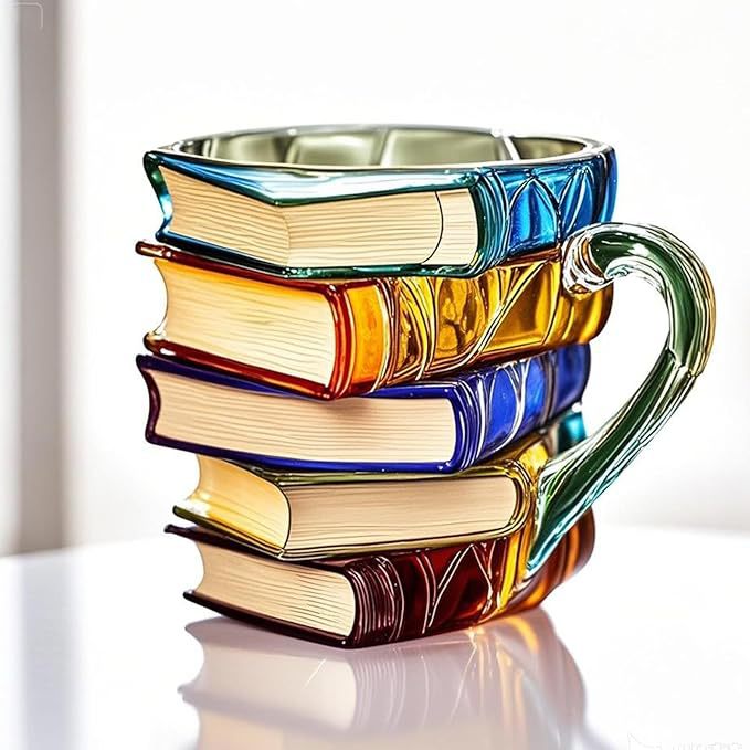 Colorful Books Coffee Cup Unique Stacked Books Coffee Cup - Shop Coffee Hobby