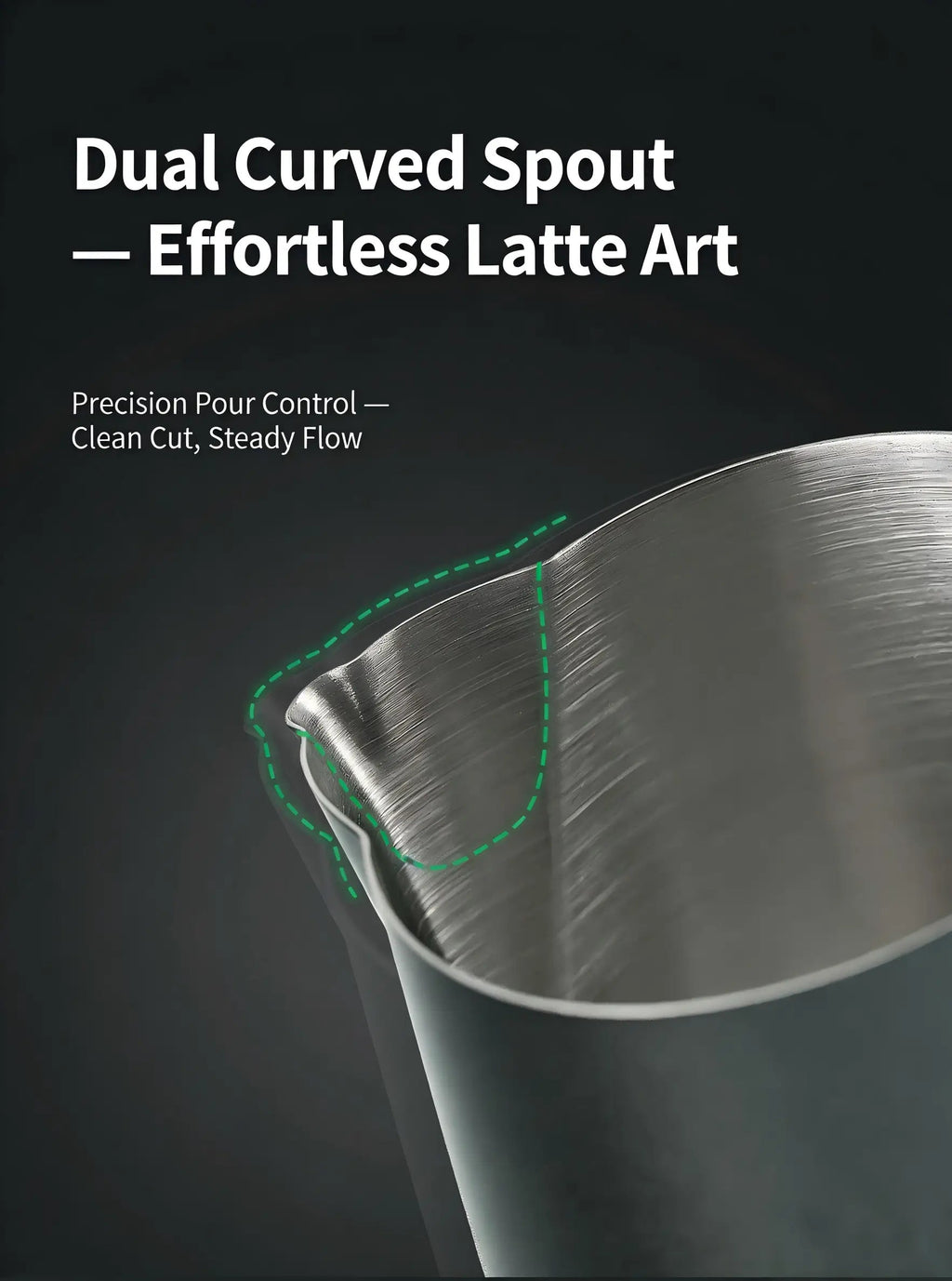 Phantom Precision Latte Art Pitcher – 600ml Narrow‑Spout Stainless Steel Pitcher for Advanced Patterns