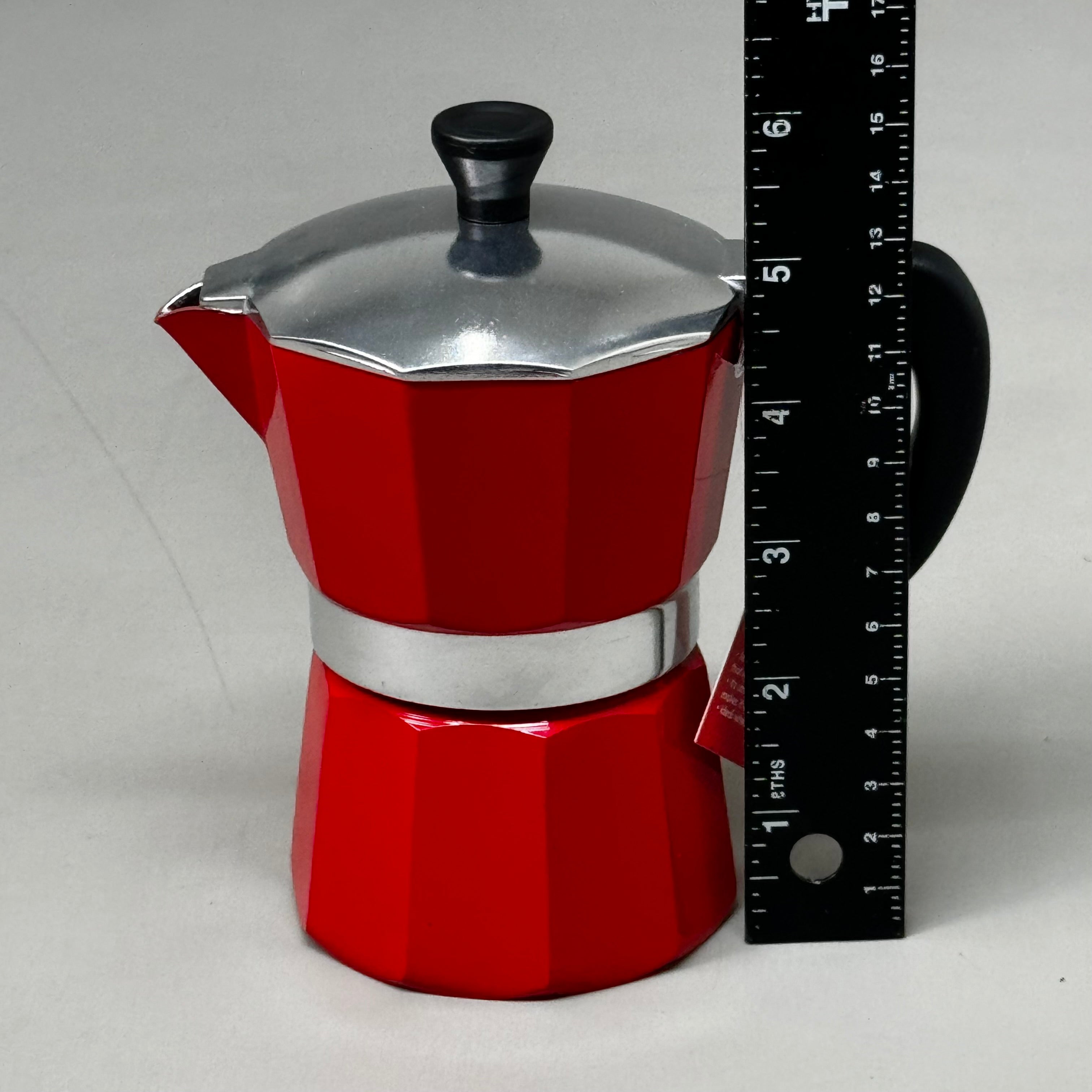 Cook Prep Eat 3-Cup Stovetop Espresso Maker – Aluminum with Stay-Cool Handle