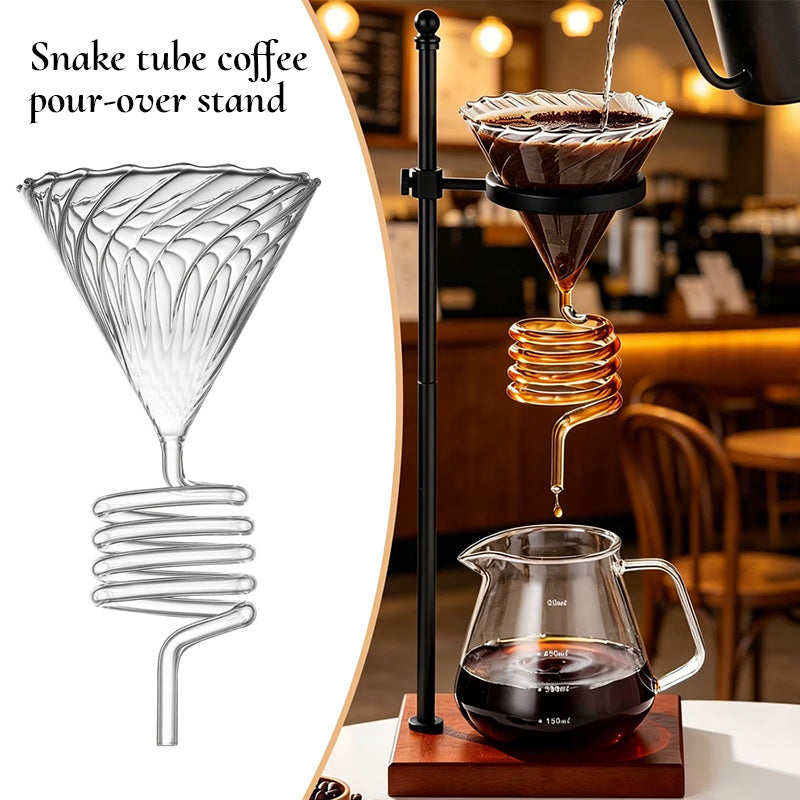 Spiral-Design version of the Pour-Over Coffee Stand and Dripper in black.