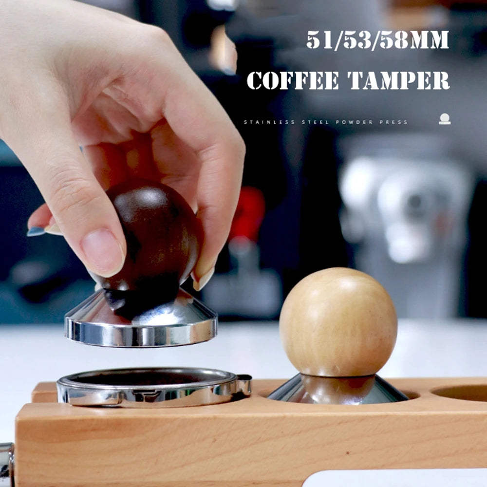 Coffee Tamper Walnut/Beech Handle 304Stainless Steel Coffee Powder Hammer - Shop Coffee Hobby