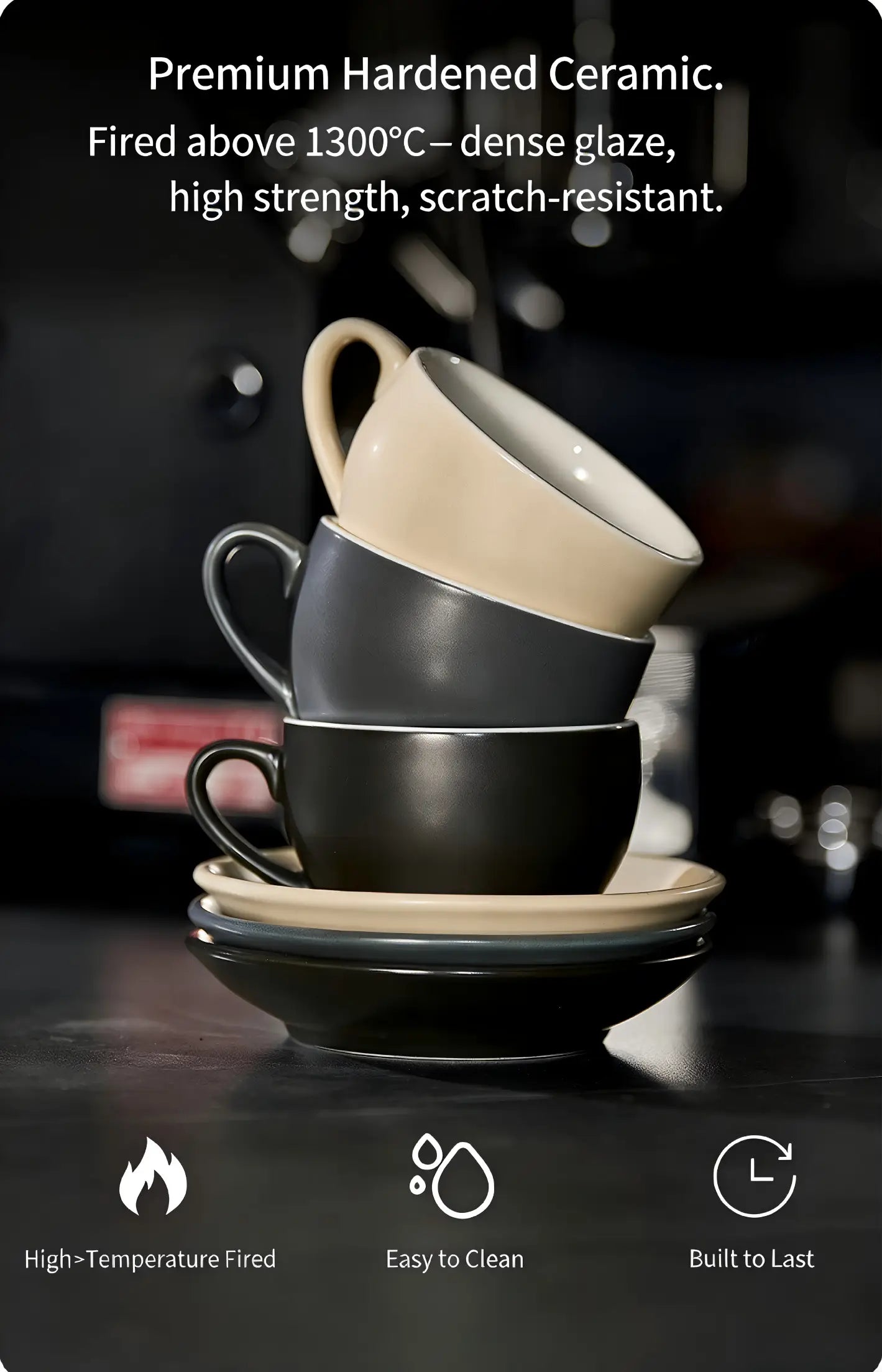 Sawada‑Style Wide‑Mouth Latte Art Cup – 300ml Ceramic (Khaki, Wheatland Gray, Juniper Green, Ore White, Hepburn Black)
