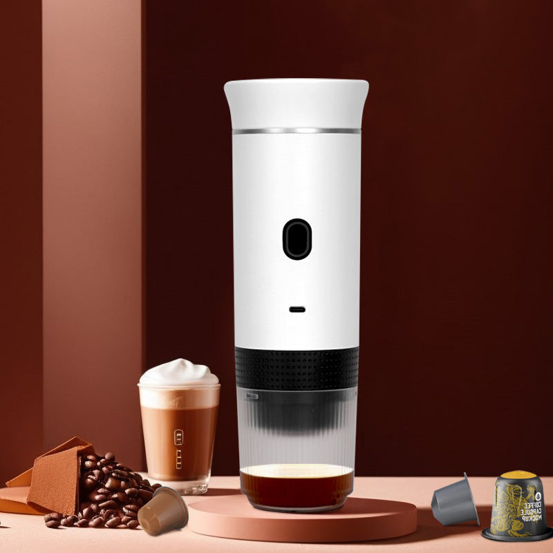 3-in-1 Portable Espresso Maker for Ground Coffee & Capsules, USB-C version in White