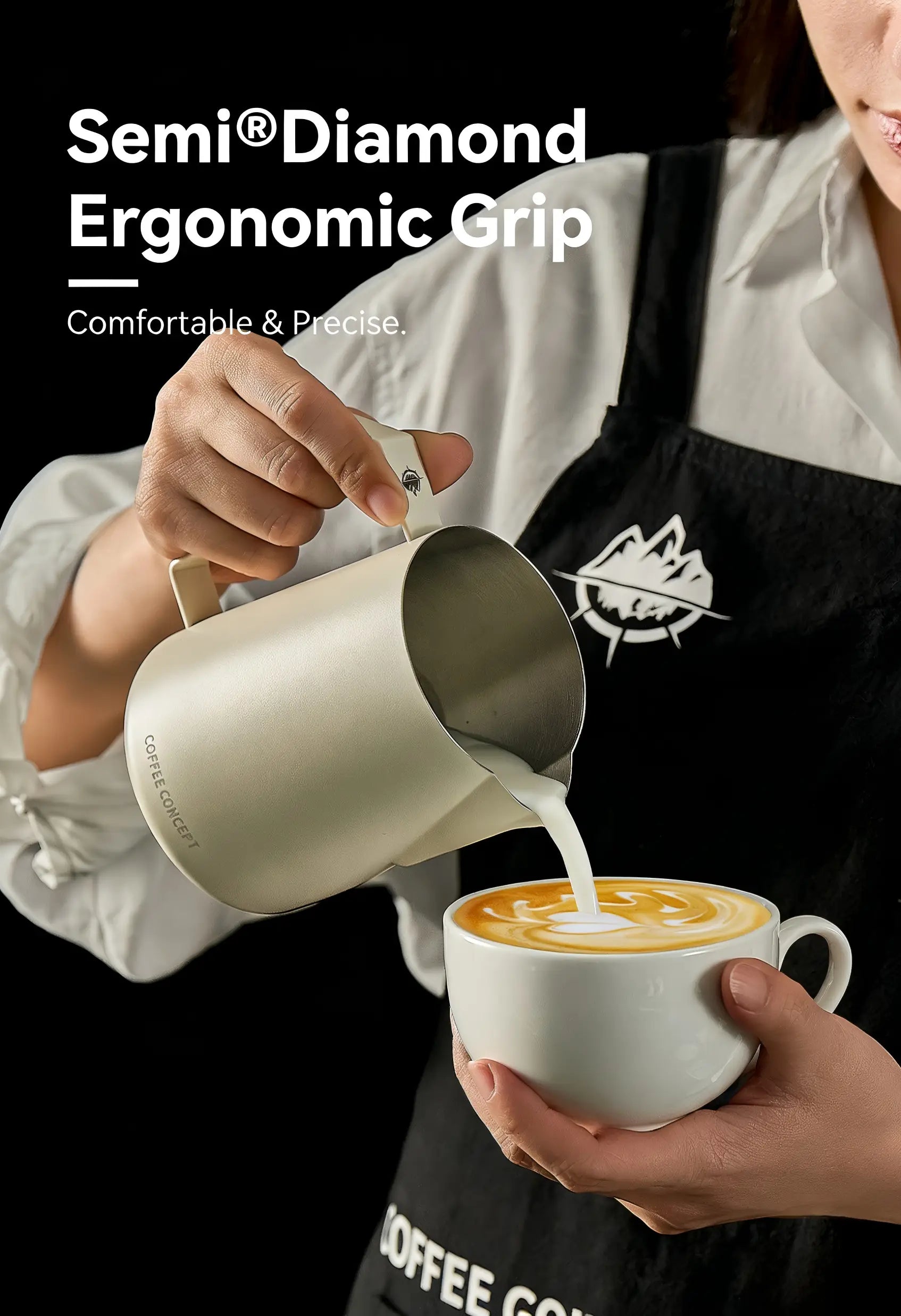 Phantom Precision Latte Art Pitcher – 600ml Narrow‑Spout Stainless Steel Pitcher for Advanced Patterns