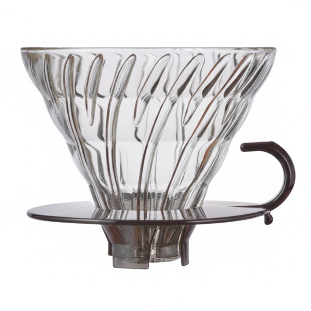 Hario - V60 Glass Dripper 02 (Round Base): Clear Black