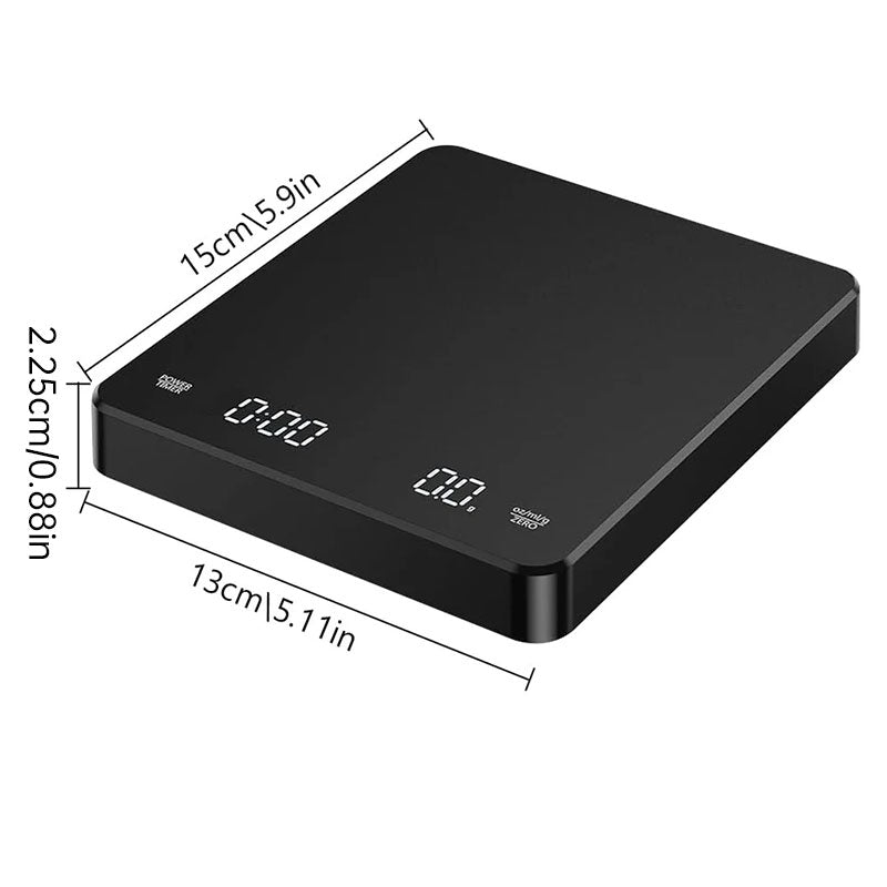Coffee Scale with Timer | 3kg / 0.1g Precision | USB-C Rechargeable | LED Display
