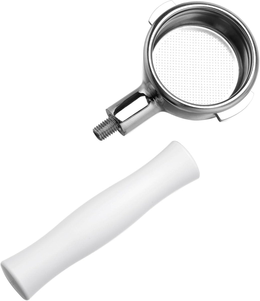 58mm Bottomless Portafilter for La Marzocco – 18g Basket Included, Anodized Aluminum (White) - Shop Coffee Hobby