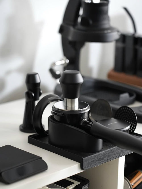 58Mm Coffee Tamper V4.1 Mini, Spring-Loaded with Click Feedback, Compatible with 58Mm Espresso Machines Portafilter, Anodized Aluminum Handle and Silcone Stand, Black - Shop Coffee Hobby