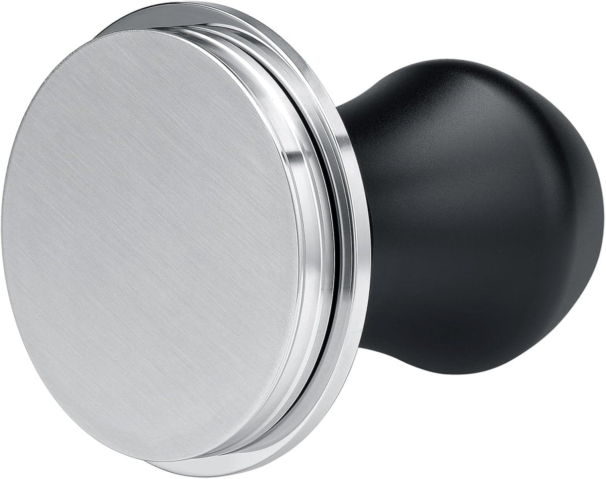 58Mm Coffee Tamper V4.1 Mini, Spring-Loaded with Click Feedback, Compatible with 58Mm Espresso Machines Portafilter, Anodized Aluminum Handle and Silcone Stand, Black - Shop Coffee Hobby
