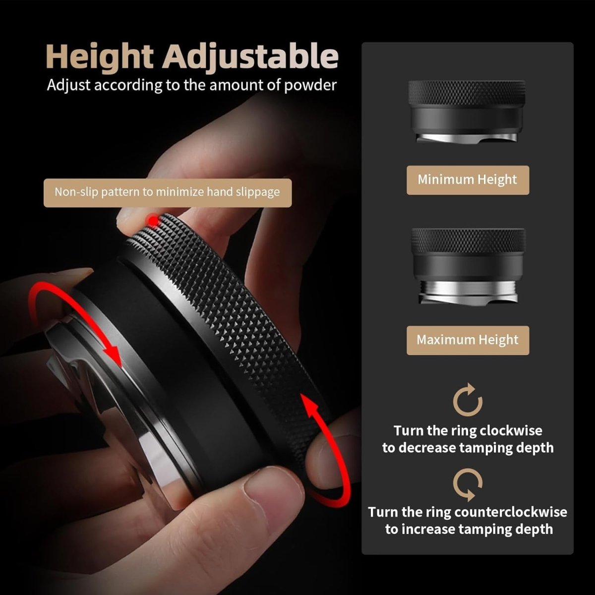 58Mm Espresso Distributor, Height Adjustable Espresso Distribution Tool