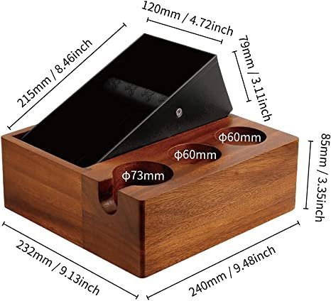 58mm Espresso Knock Box & Tamping Station (Walnut + Stainless Steel) - Shop Coffee Hobby