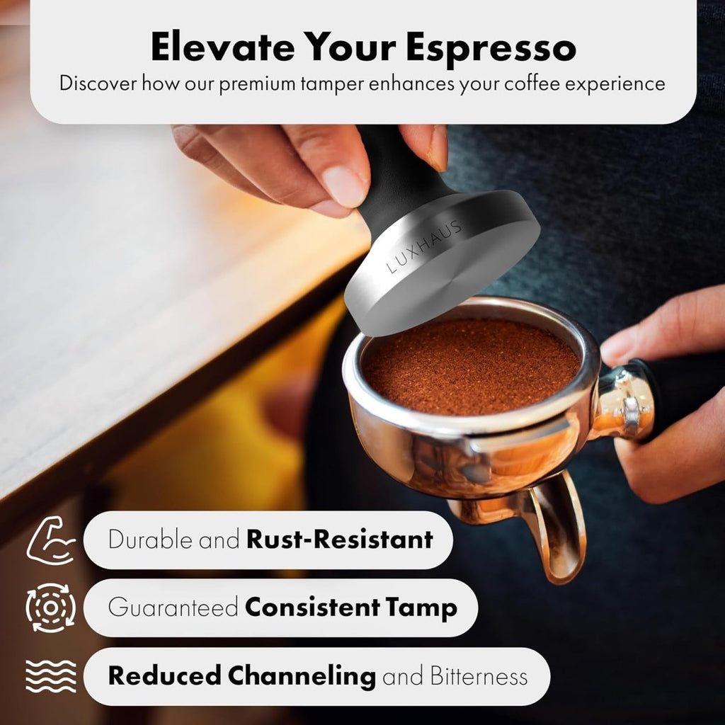58Mm Espresso Tamper - Premium Barista Coffee Tamper - 100% Flat Stainless Steel Base - Shop Coffee Hobby