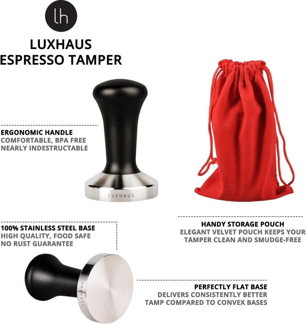 58Mm Espresso Tamper - Premium Barista Coffee Tamper - 100% Flat Stainless Steel Base - Shop Coffee Hobby