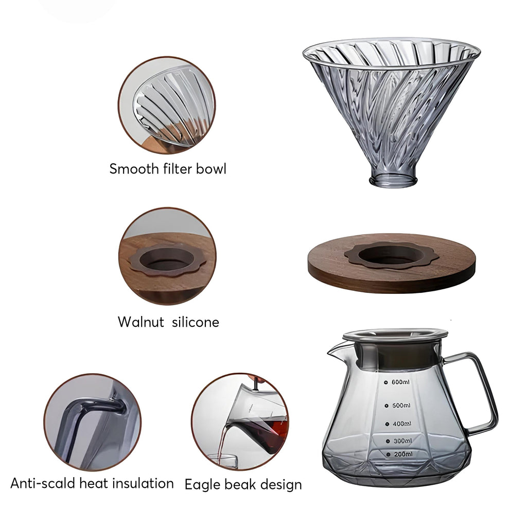 Coffee Brewing V60 Set with Walnut Wood Holder - Shop Coffee Hobby