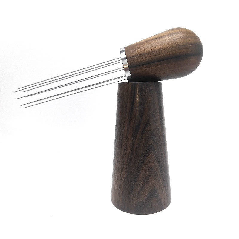 Dark Wood 8-Needle Espresso WDT Tool with Base – Wood & Stainless Steel