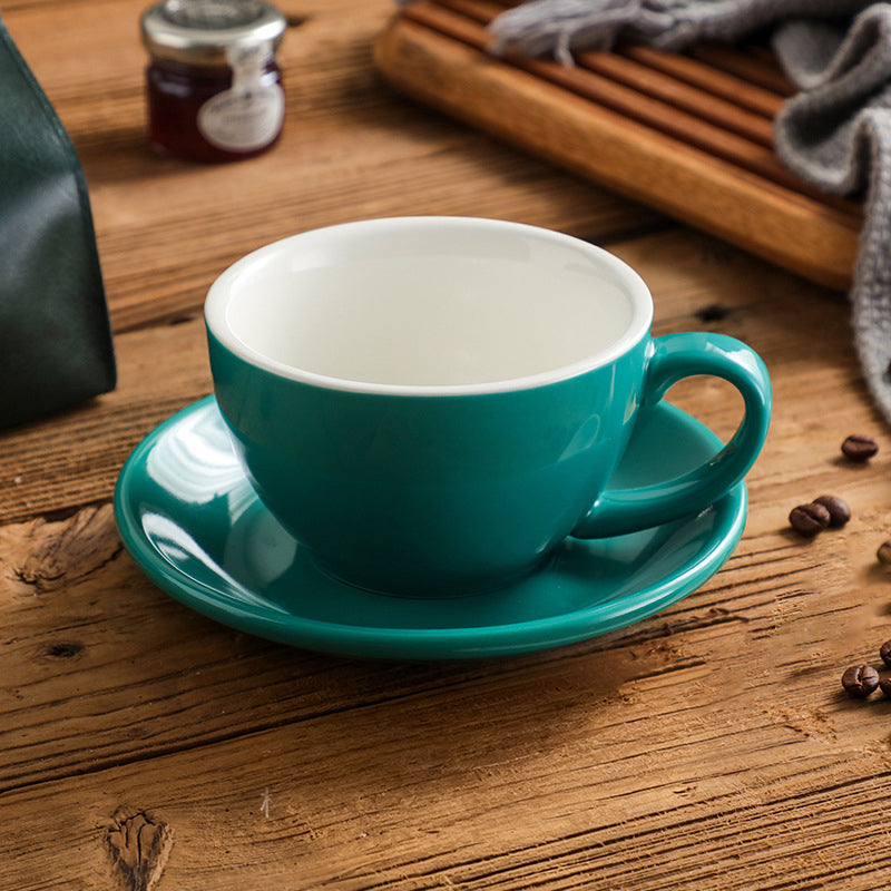 Lake Blue Nordic-Style Ceramic Latte Art Cup, 300 ml