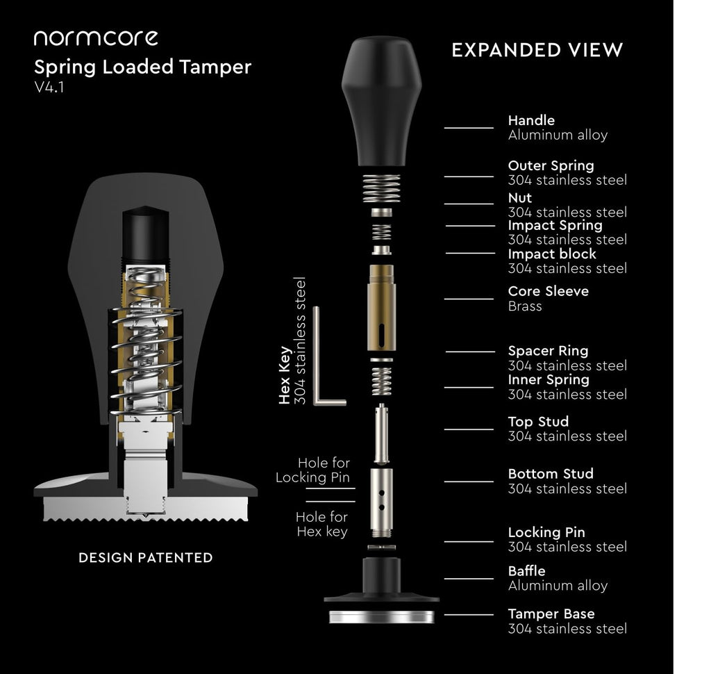 Normcore V4.1 58.5mm Spring-Loaded Espresso Tamper in Black