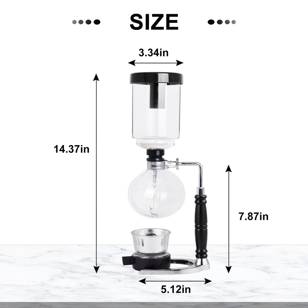 3-Cup Siphon Coffee Maker, 360 mL version for brewing specialty coffee.