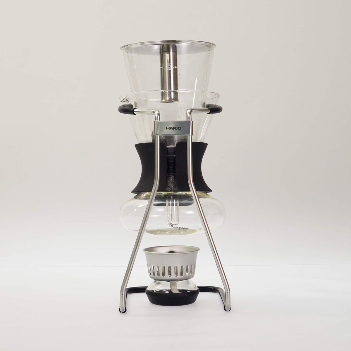 Hario Sommelier Coffee Siphon, 600 mL version, clear body, metal frame
