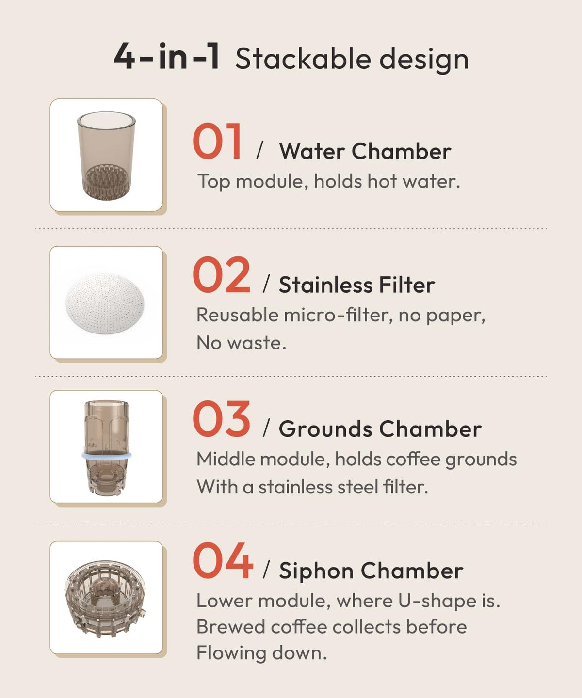 ATHIA 400 mL Portable Siphon Coffee Maker in clear version