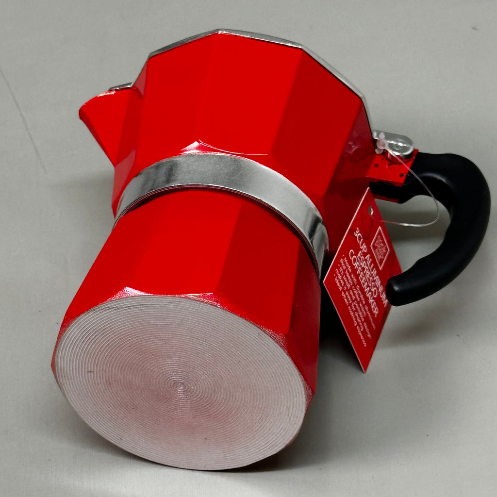 Cook Prep Eat 3-Cup Stovetop Espresso Maker – Aluminum with Stay-Cool Handle