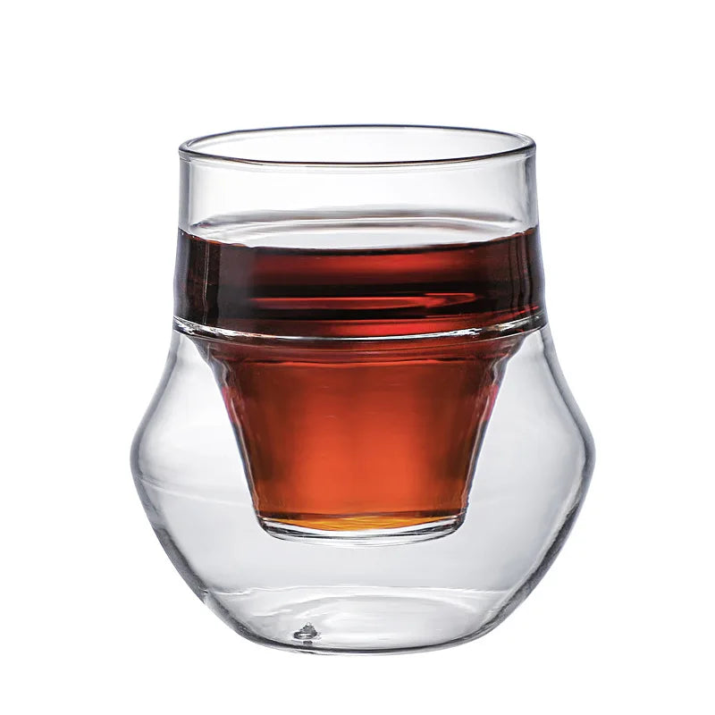 Household Double-Layer Anti-Scalding Hanging Ear Coffee Cup Insulated Milk Mug High Temperature Resistant Glass Tea Cups 120ml - Shop Coffee Hobby