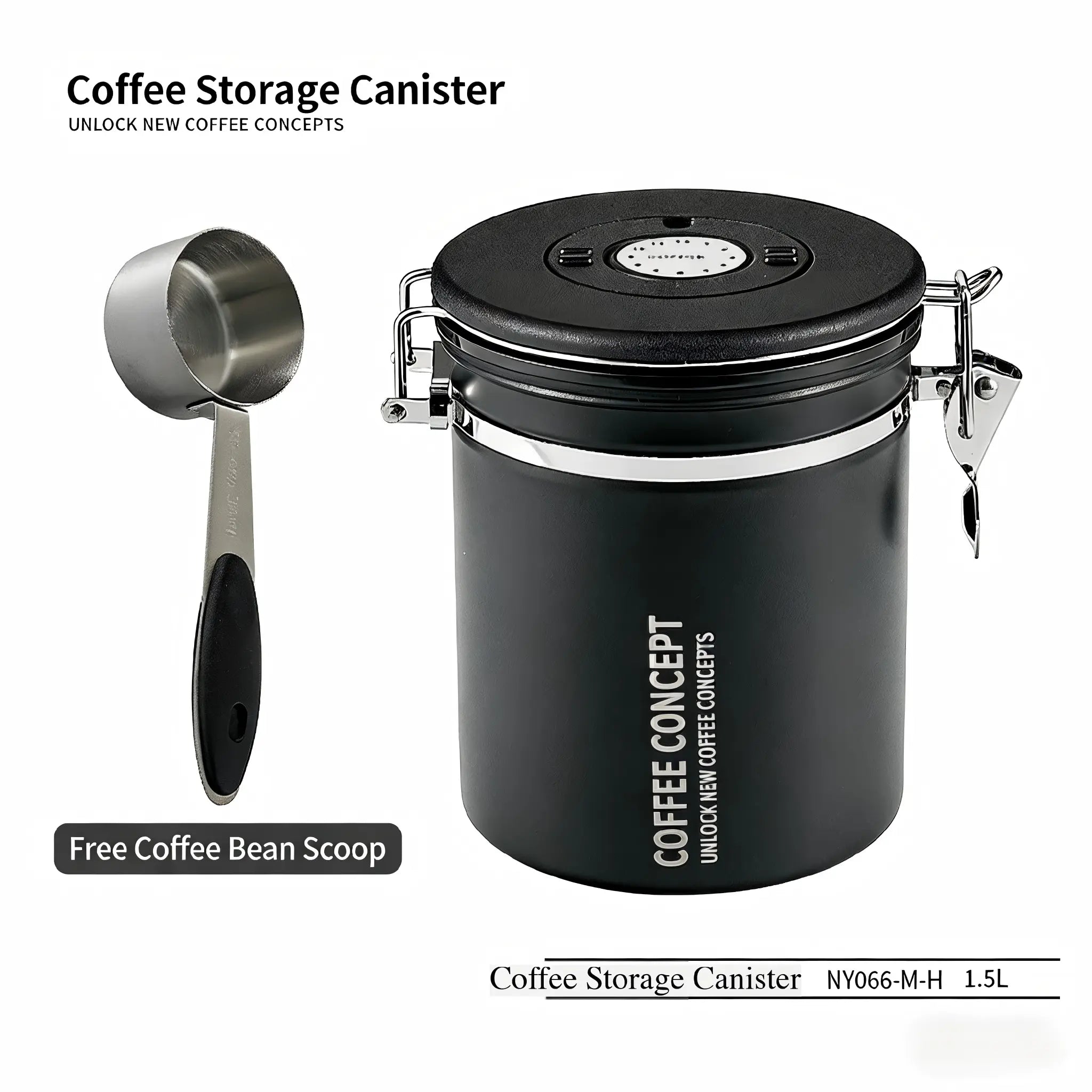 Airtight Coffee Canister – Vacuum‑Seal Storage with One‑Way CO₂ Valve (1.2L / 1.5L)