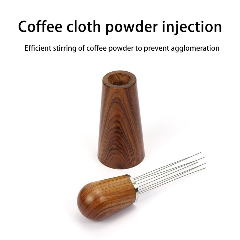 8-Needle Espresso WDT Tool with Wood Base and Stainless Steel