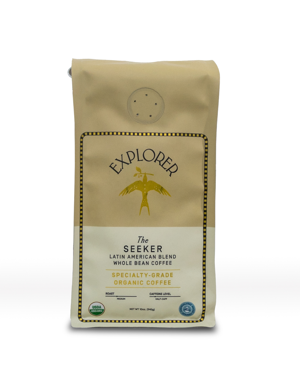 Explorer Organic Whole Bean Coffee, Seeker: Half Caffeine version