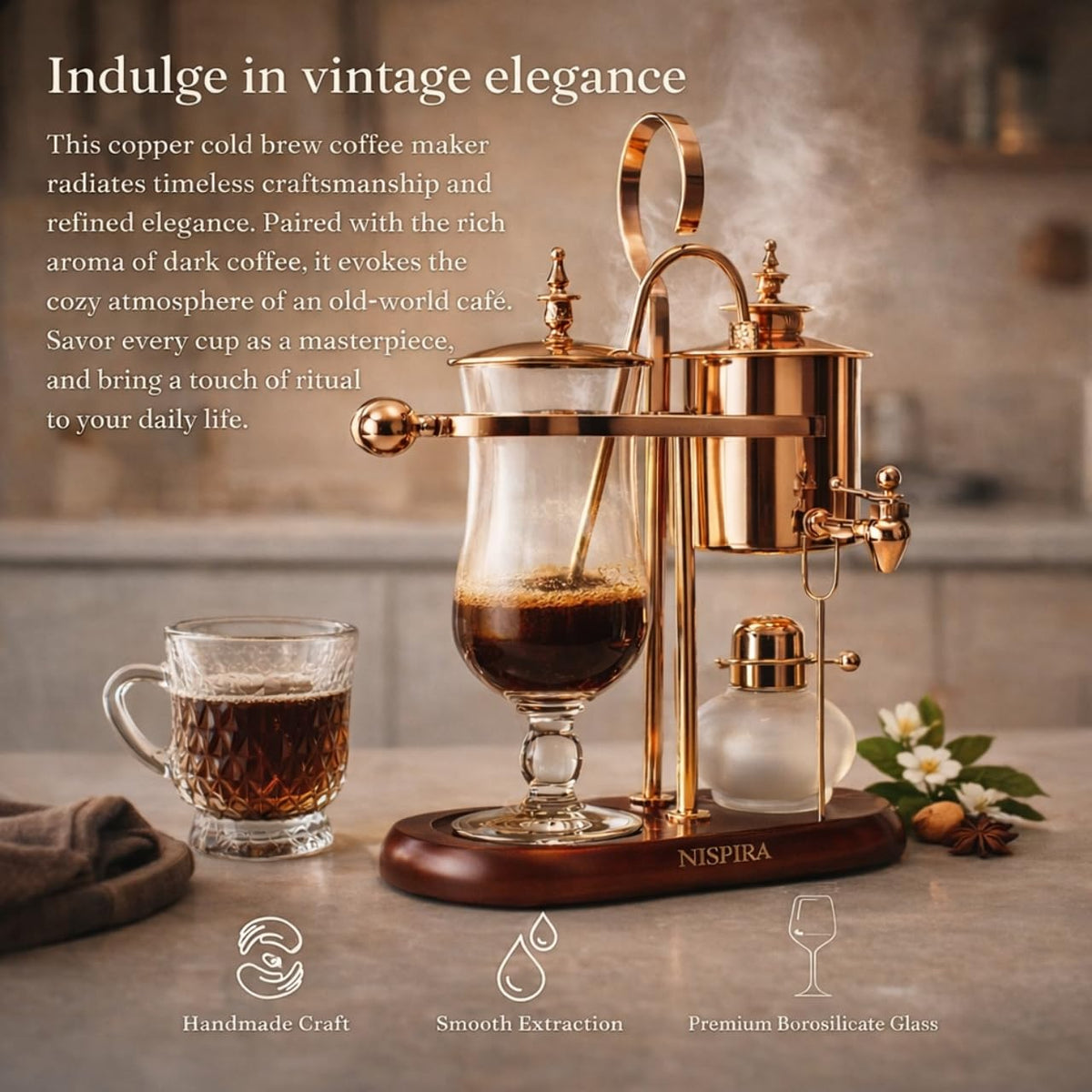 500 mL copper version of Nispira Belgian Balance Siphon Coffee Maker