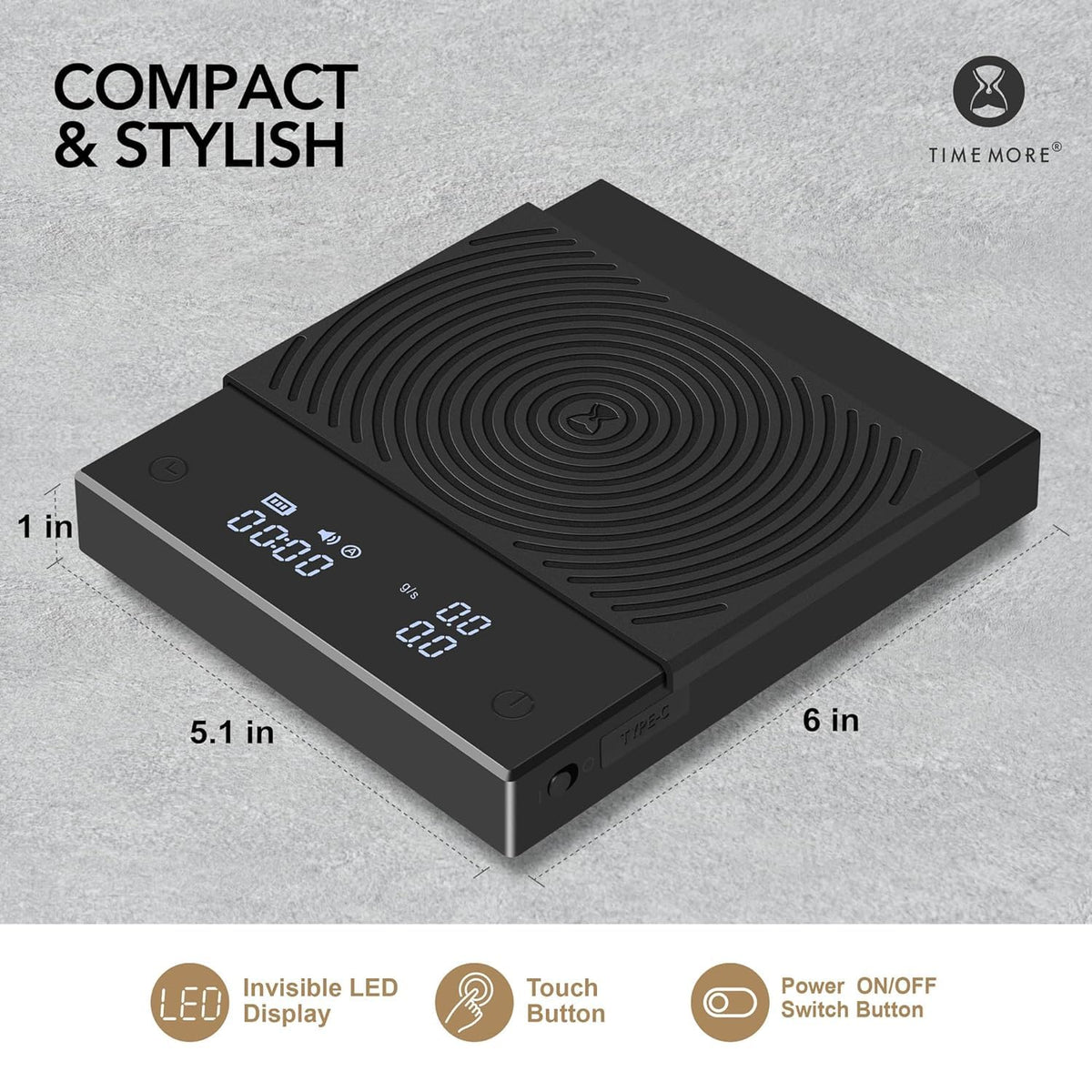 TIMEMORE Black Mirror Basic 2 Digital Scales with Timer and Flow Rate