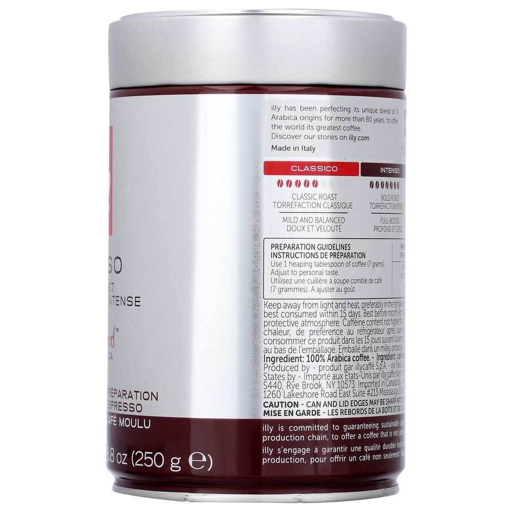 Illy Dark Roast Ground Espresso Coffee, 8.8 oz