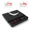 Mini Coffee Scale with Timer – 0.1g Precision, 2000g Capacity (Black)