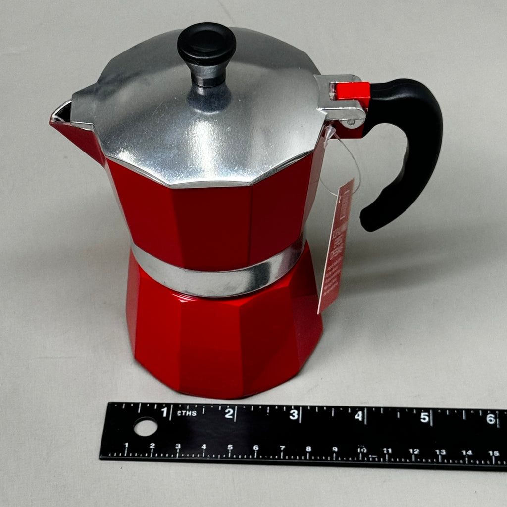 Cook Prep Eat 3-Cup Stovetop Espresso Maker – Aluminum with Stay-Cool Handle