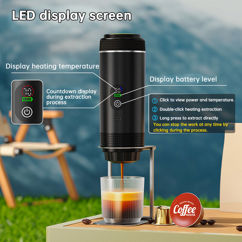 Portable Espresso Machine | 20 BAR | 3-in-1 Nespresso, Dolce Gusto & Ground | USB-C | Digital Display